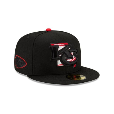 Black Kansas City Chiefs Hat - New Era NFL State Logo Reflect 59FIFTY Fitted Caps USA5872043